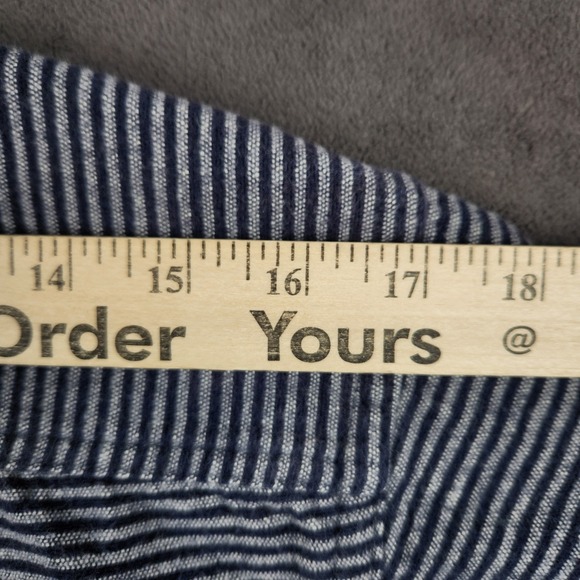 LL Bean Chamois Shirt Mens Small Blue Stripe Traditional Fit Heavyweight Flannel - Picture 7 of 10